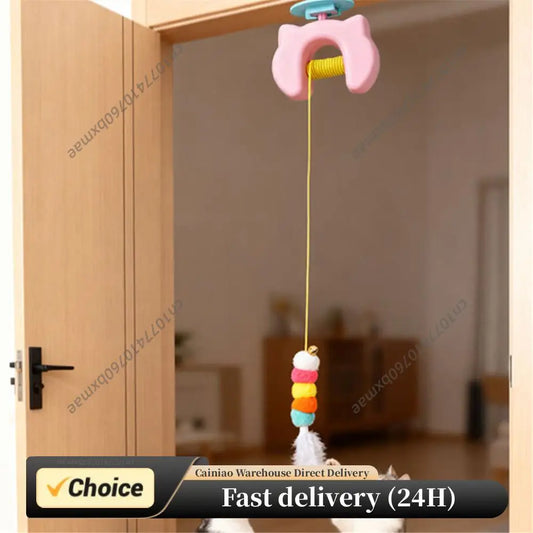 Interactive Cat Hanging Toys USB Charging Self-Play Pet Chase Toy Swing Feather Auto-Rebound Cat-Teasing Tool for Door Frame Peaceful Pleasures Health and Wellness