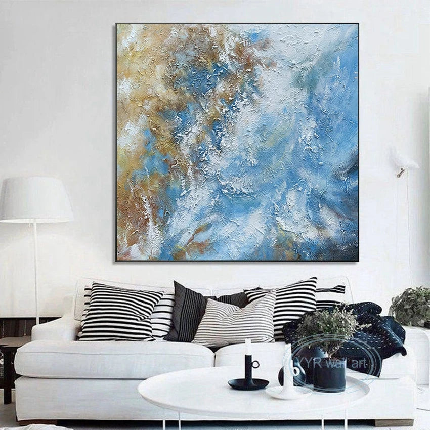 Large Square Mural Abstract Art Oil Painting Handmade Texture Wall Decoration Canvas Living Room Bedroom Restaurant Custom Image Peaceful Pleasures Health and Wellness