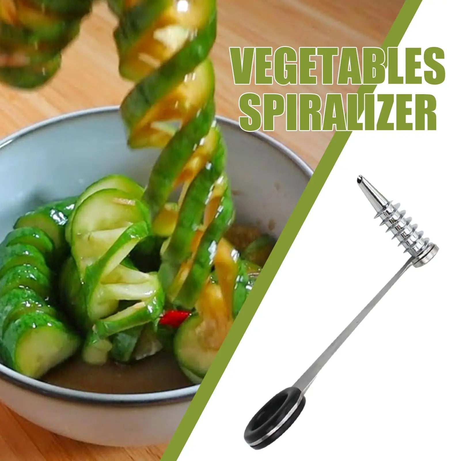 Stainless Steel Vegetable Spiralizer, Dishwasher Safe Zucchini Cutter, Handheld Kitchen Gadget for Cucumber Potato Carrot Peaceful Pleasures Health and Wellness