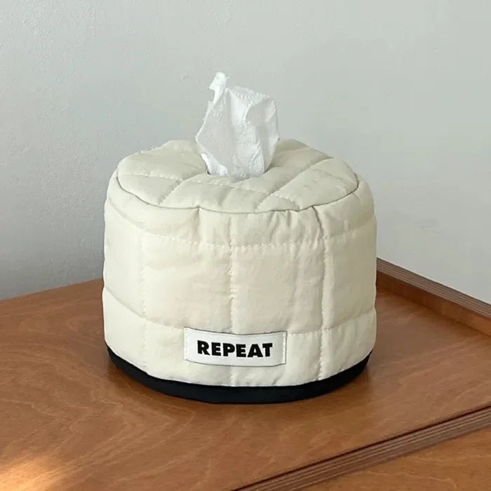 Korean Cream Cube Quilted Square Drawn Paper Roll Home Desktop Fabric Decoration Wet Wipe Tissue Cover Tissue Paper Storage Box Peaceful Pleasures Health and Wellness Red