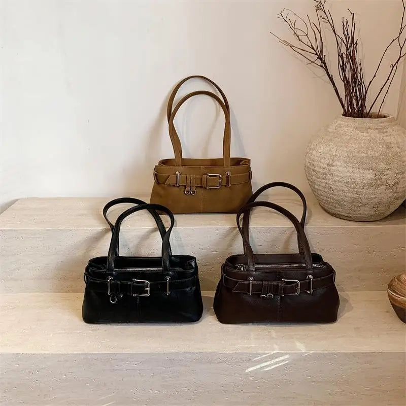 Vintage Large Capacity PU Tote Bag – Women's Shoulder Handbag