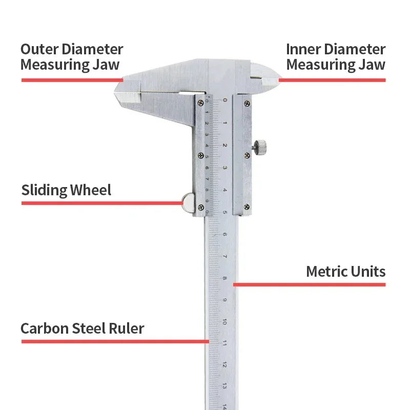 Professional Industrial Vernier Caliper Carbon Steel Precision Measurement Metric Precision Four Use Measuring Tool Peaceful Pleasures Health and Wellness