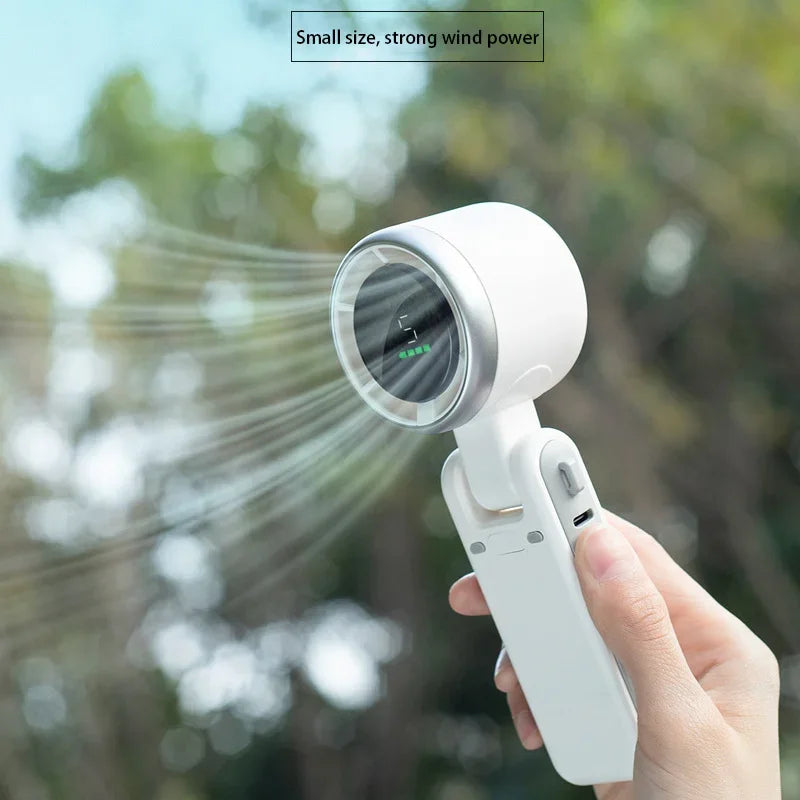 Lenovo Folding Handheld Fan Mini High-speed Digital Display Portable Desktop Usb Charging Hanging Camping Violent Turbo Fan Peaceful Pleasures Health and Wellness