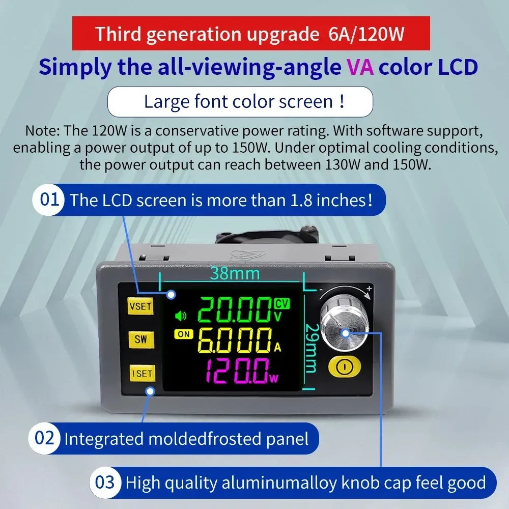 DC Buck Boost Converter SK60 SK120 Adjustable CC CV Regulated Power Supply Module for Lab Solar Charger Peaceful Pleasures Health and Wellness