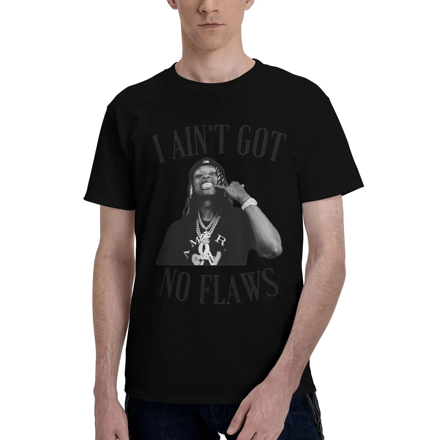 Fun K-Kings Von T-Shirts for Men O Neck 100% Cotton T Shirt Got No Flaws Short Sleeve Tees New Arrival Clothing Peaceful Pleasures Health and Wellness black M