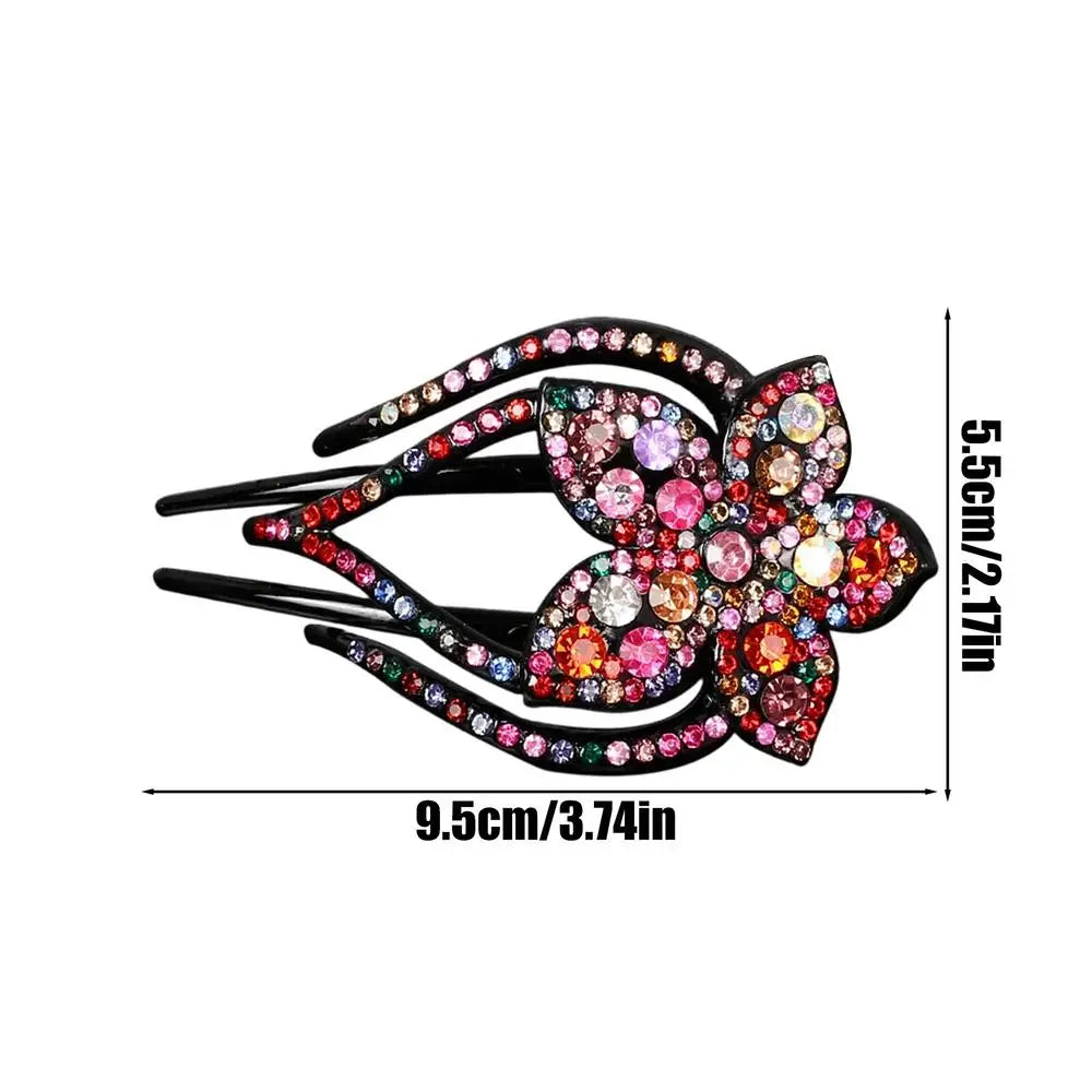 Crystal Flower Duckbill Hair Clip – Rhinestone Barrette for Women
