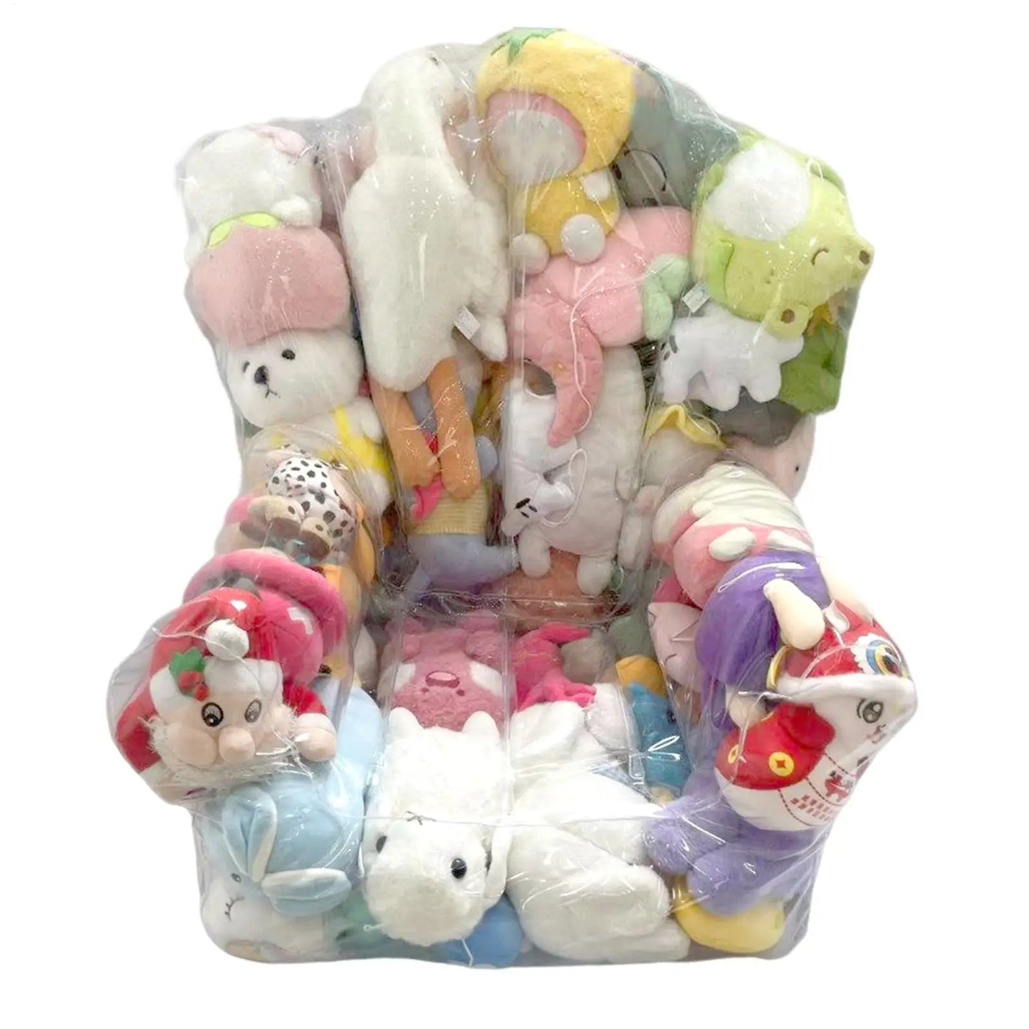 Clear Stuffed Animal Bean Bag Chair & Plush Toy Organizer