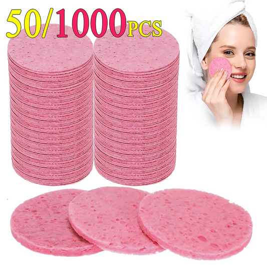 Compressed Wood Pulp Face Cleansing Sponge Puffs | 50–1000 PCS Face Cleansing Sponge Oasis Select