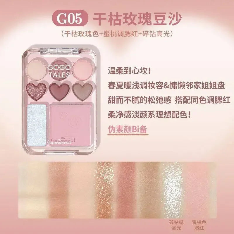Gogotales Heart Eyeshadow Palette – Purple Peach Shimmer Blush