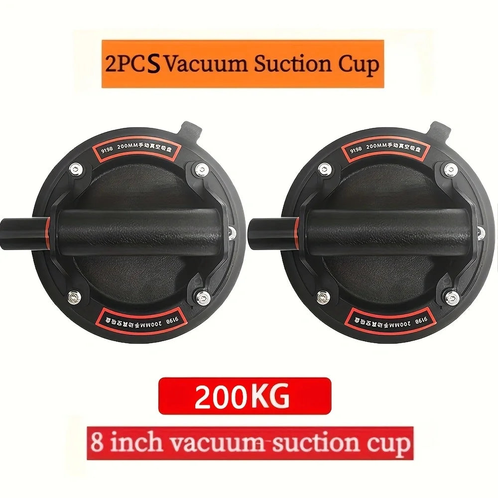 New 2024 Vacuum Suction Cup 200kg Load Capacity Heavy Duty Vacuum Machine for 8 Inch Lifting Adsorption of Tile Glass Peaceful Pleasures Health and Wellness Black 2PCS