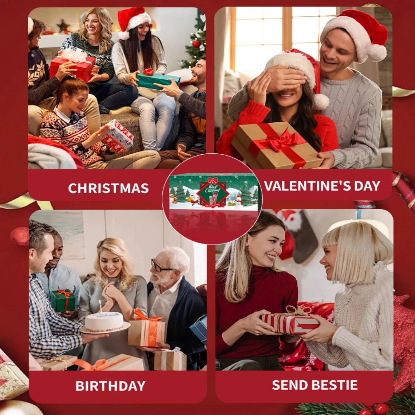 Christmas gift set distribution 120PCS/box in bulk, lip balm in bulk, hand cream in bulk, Christmas cards, gift gauze bags Peaceful Pleasures Health and Wellness