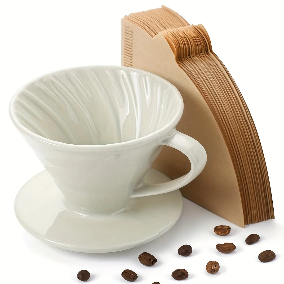 Pour Over Coffee Maker, Single Cup Coffee Dripper, Ceramic Coffee Filter Dripper with 100pcs Filter Paper Peaceful Pleasures Health and Wellness