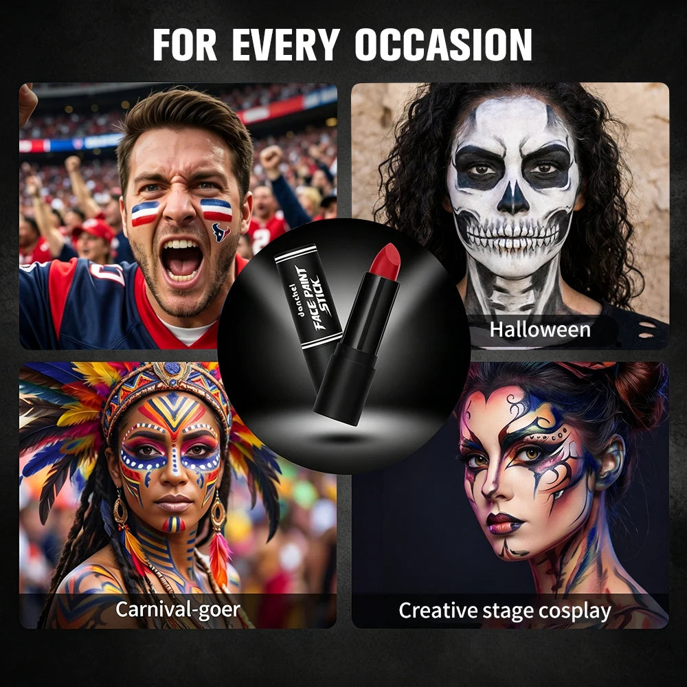 Face Paint Stick High Pigment Multi-Use Black Sticks Lip Color Body Paint Safe Non-Toxic Paint Stick for Halloween Cosplay Sport Peaceful Pleasures Health and Wellness