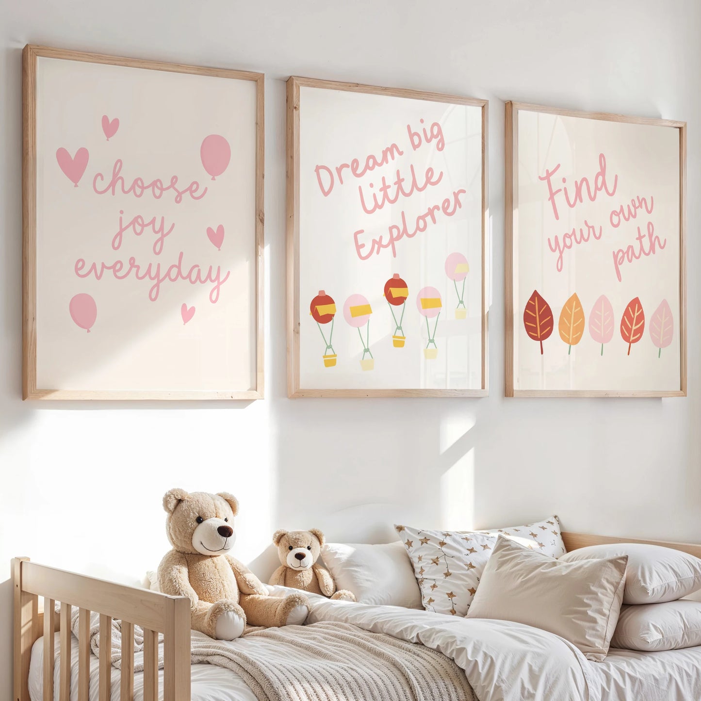 3-Piece Cartoon Inspirational Quote Canvas Wall Art | Kids Room