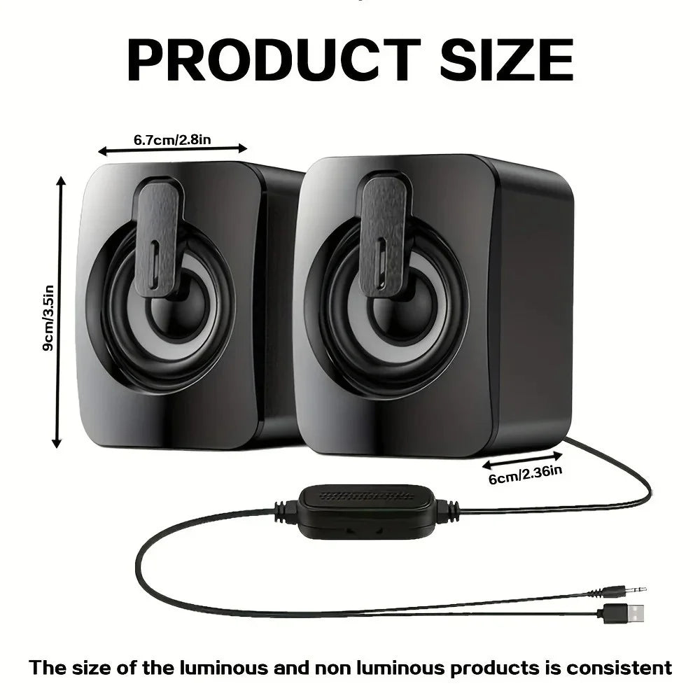USB PC Speakers HiFi Stereo LED Light & Mic – Desktop & Laptop
