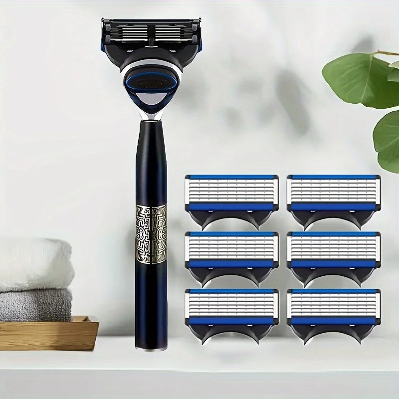 6-Layer Blade Reusable Razor – Durable Handle & Swap Heads