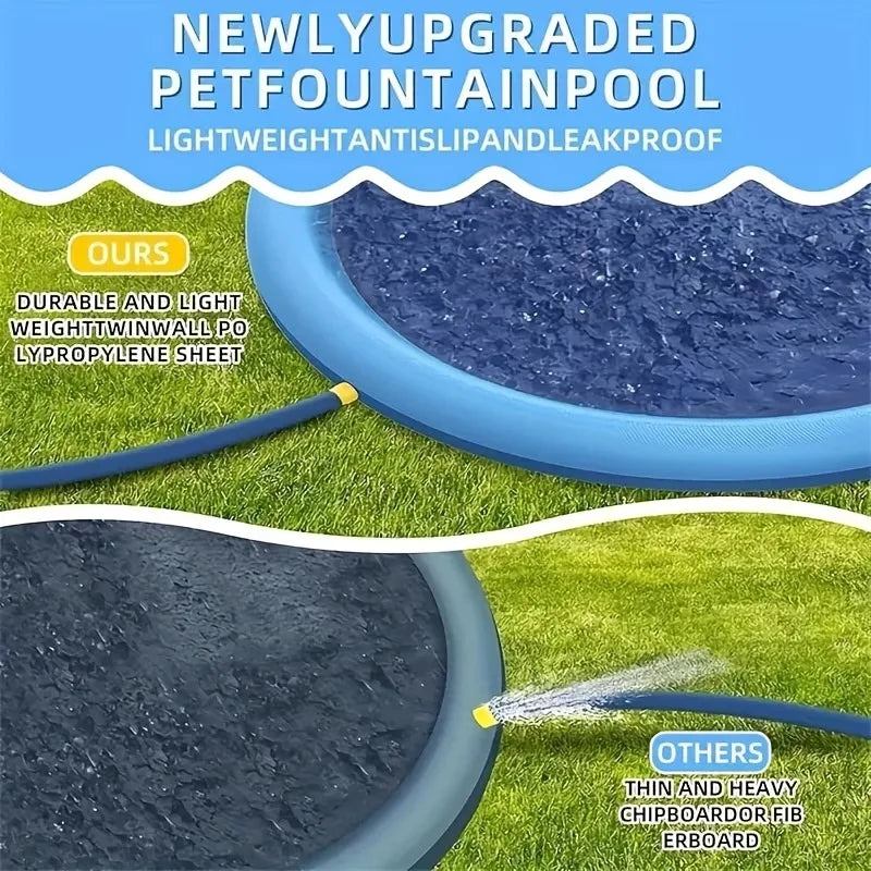 Large Inflatable Dog Pool Splash Pad 100–200cm | Pet Cooling Mat
