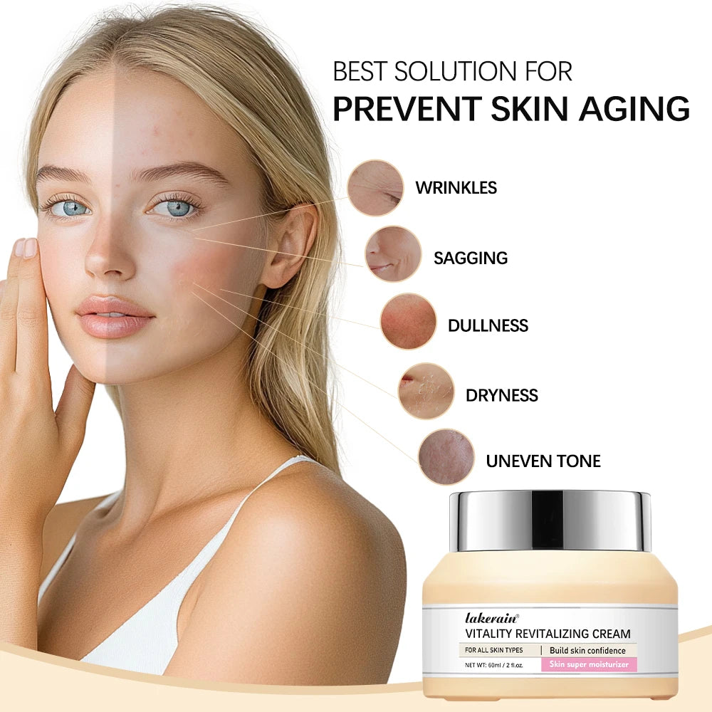 Vitality Revitalizing Cream Anti-aging facial Moisturizes Tightens The Skin To Improve Dry Skin And Fine Lines Skin Care Product Peaceful Pleasures Health and Wellness