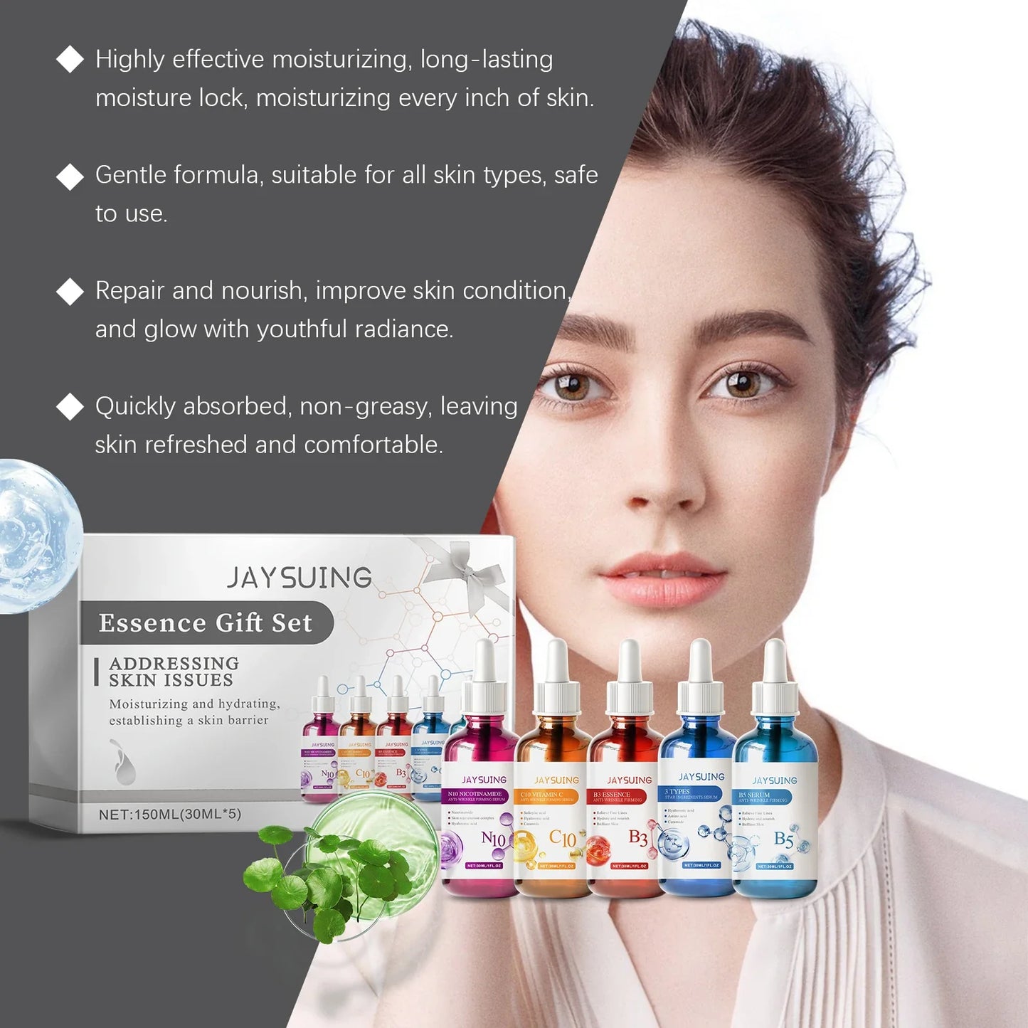 Jaysuing 5-Piece Facial Serum Gift Set – Anti-Aging & Brightening