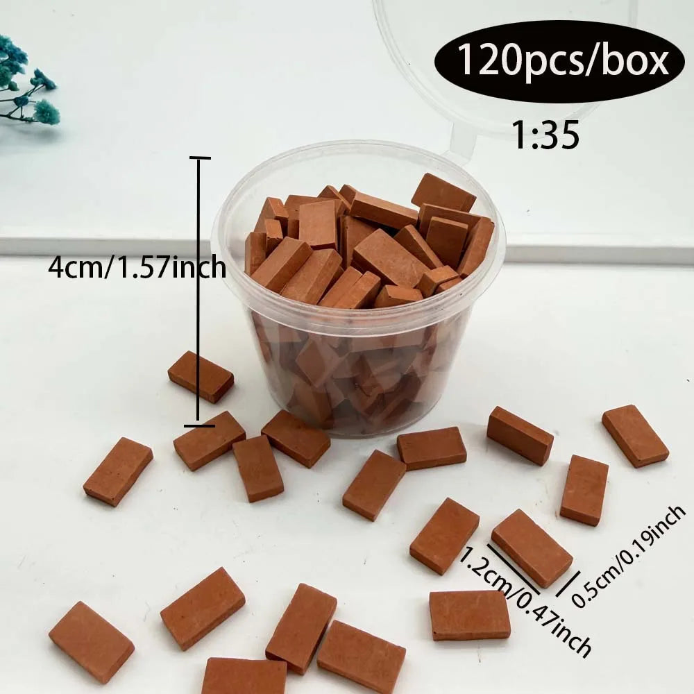 1:35 Miniature Weathered Bricks 120pcs – Gray & Orange