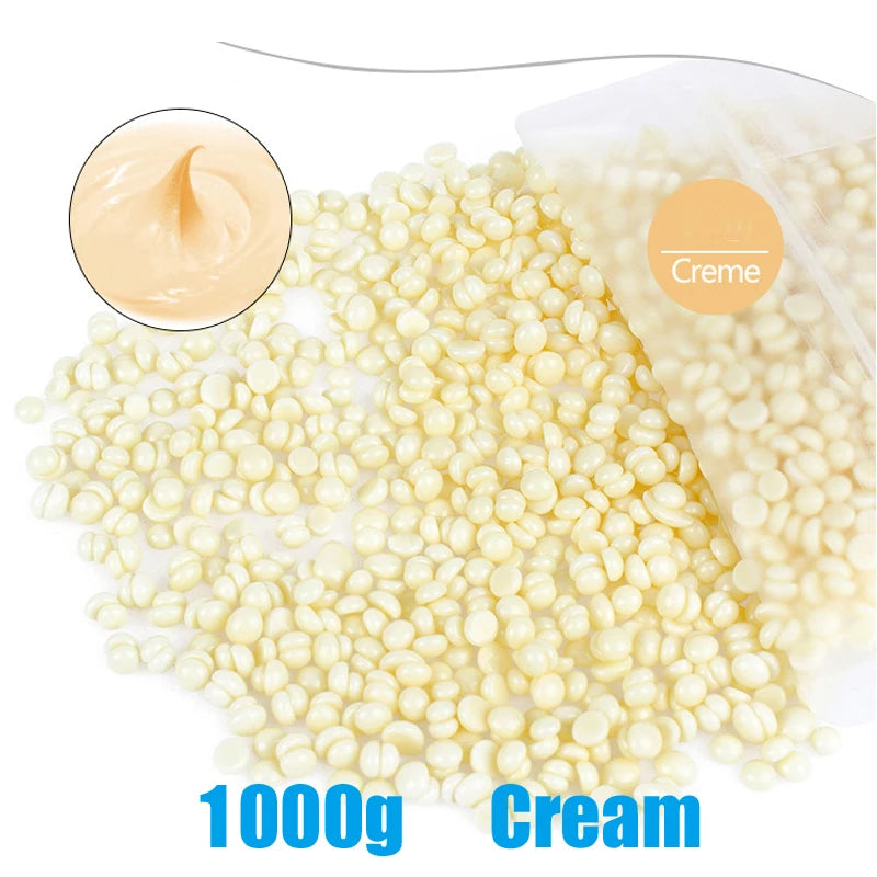 1000g Hard Pellet Bikini Waxing Tools Depilating Body Wax for Wax Warmer Kit Hot Film Epilator Wax Beans for Wax Heater Machine Peaceful Pleasures Health and Wellness 1000g Cream