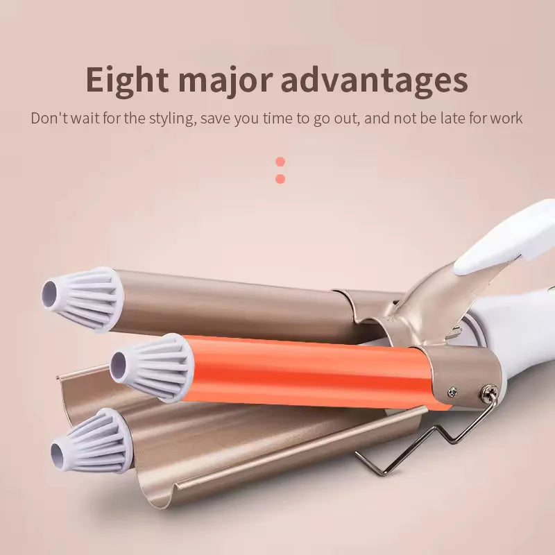 Durable Portable Hair Straightener 3 Barrel Hair Waver Stylish Fast Adjustable Ceramic Hair Styling Tools Automatic Hair Curlers Peaceful Pleasures Health and Wellness