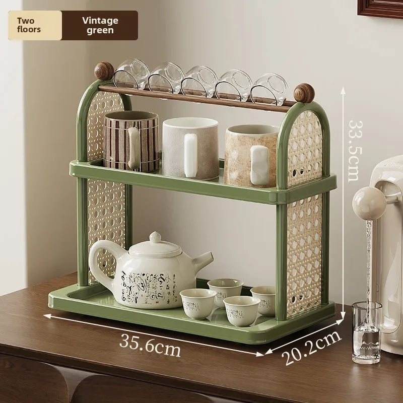 Multi-Purpose Cup Holder Organizer - Drying Rack for Coffee Mugs, Tea Cups & Kitchen Glassware with Space-Saving Design Peaceful Pleasures Health and Wellness L Green