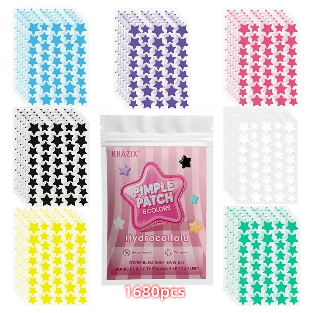 280/1120/1680pcs Star Hydrocolloid Acne Patches,Colorful Star Pimple Patches Ultra-thin Concealer Acne Patches For Face Peaceful Pleasures Health and Wellness B 1680pcs