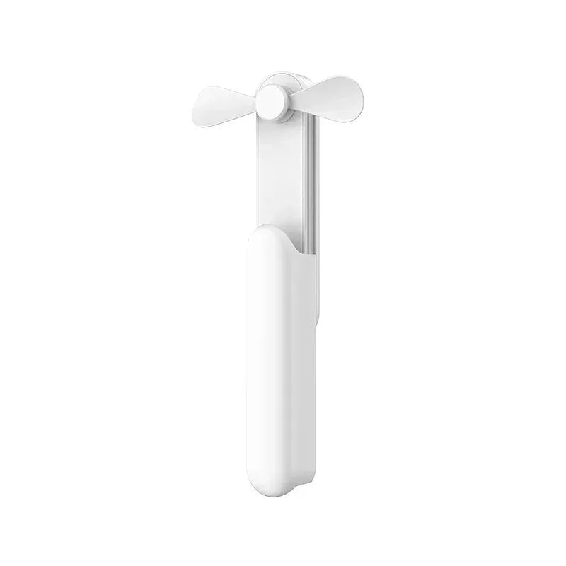 New Mini 3-in-1 Handheld Fan USB Charging Foldable Portable Pocket Fan with Portable Power Bank for Home Outdoor Peaceful Pleasures Health and Wellness WHITE