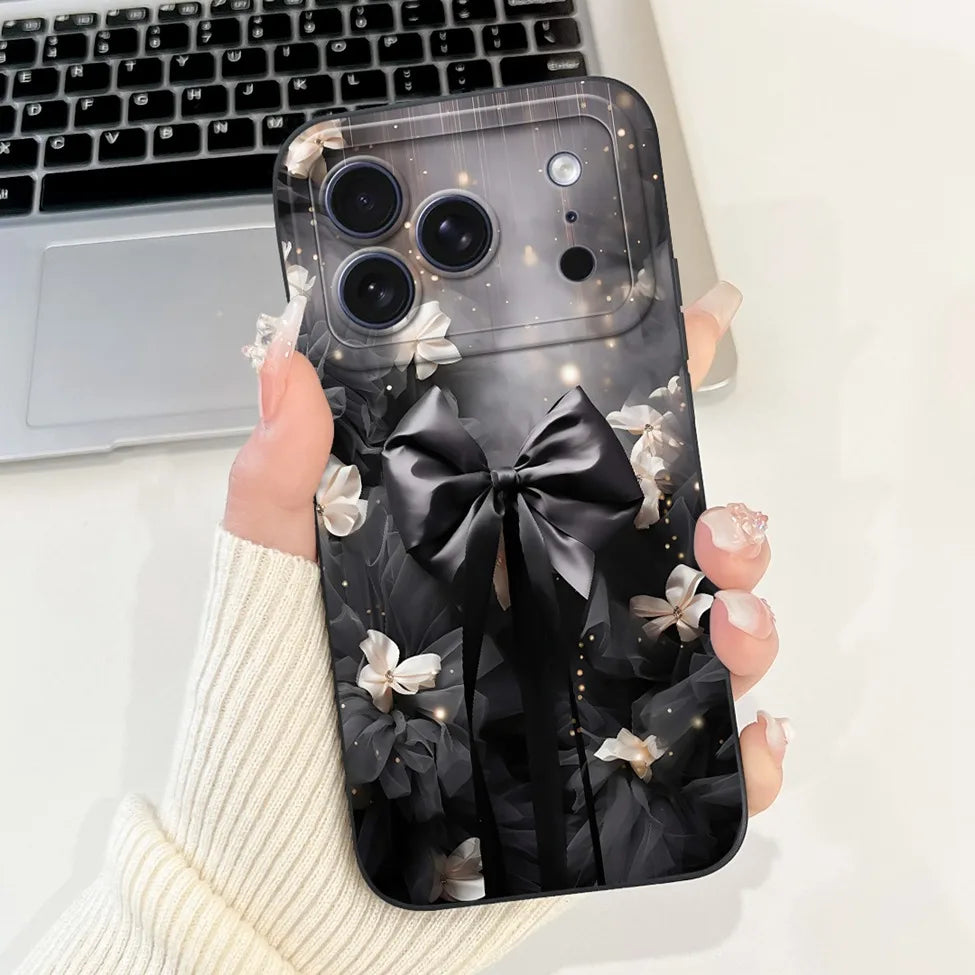iPhone 17 Pro Silicone Case | Cute Kawaii Floral Painted Cover
