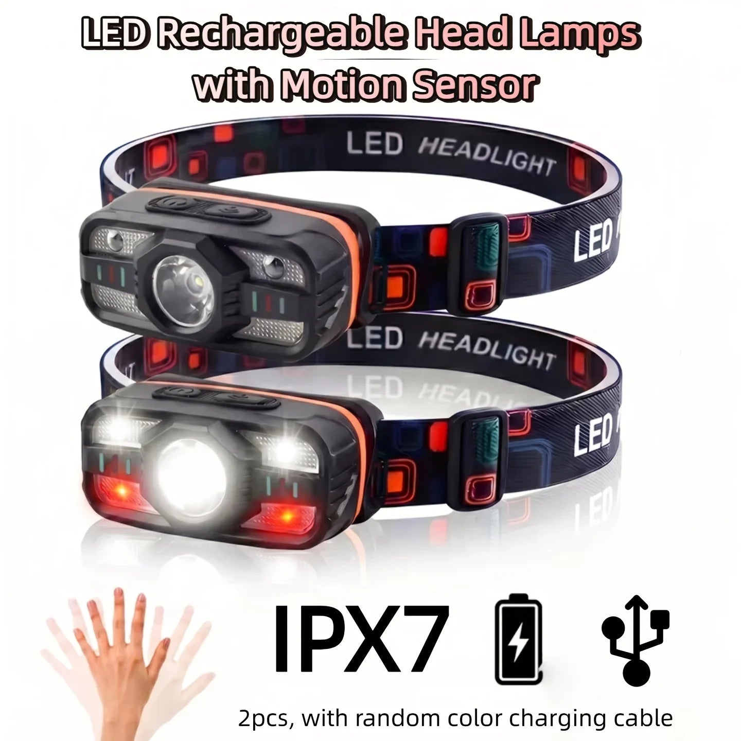 COB LED Headlamp 6-Mode Motion Sensor | USB Rechargeable