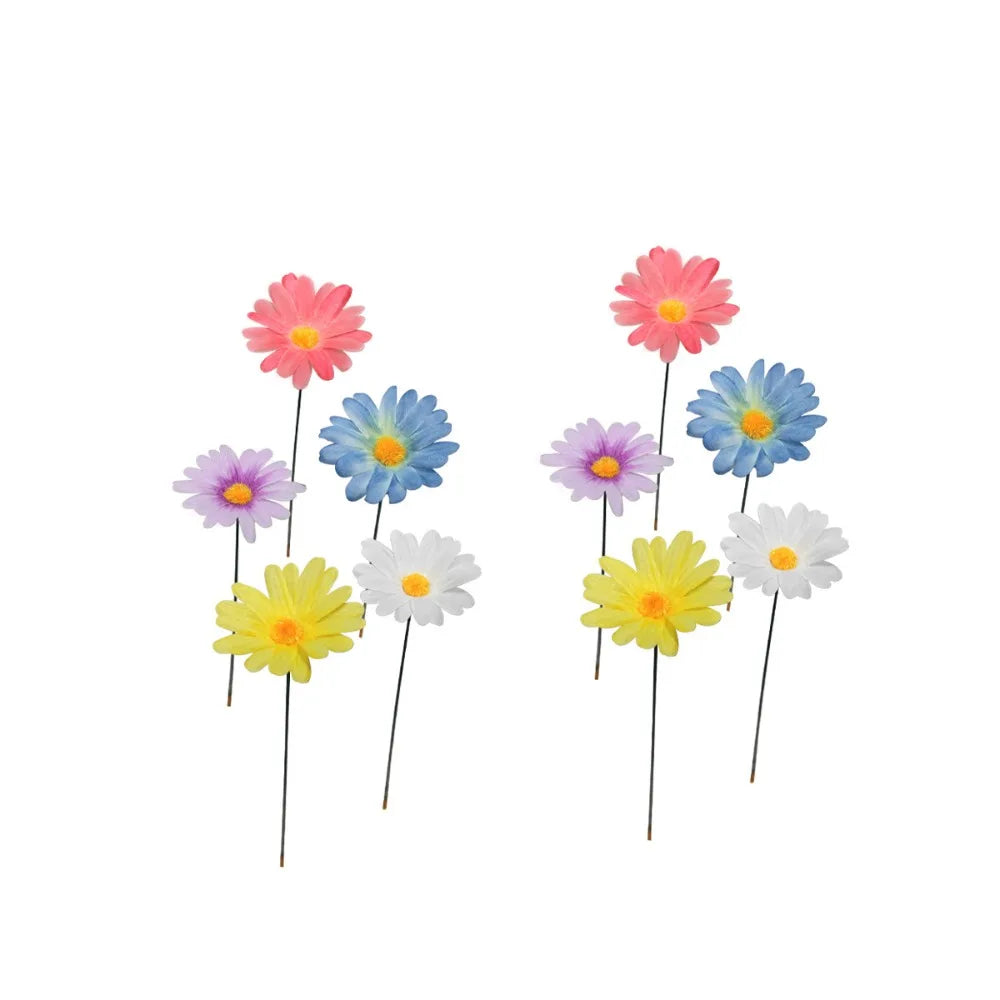 10pcs Colorful Metal Flower Garden Stakes | Decorative Ground Plugs
