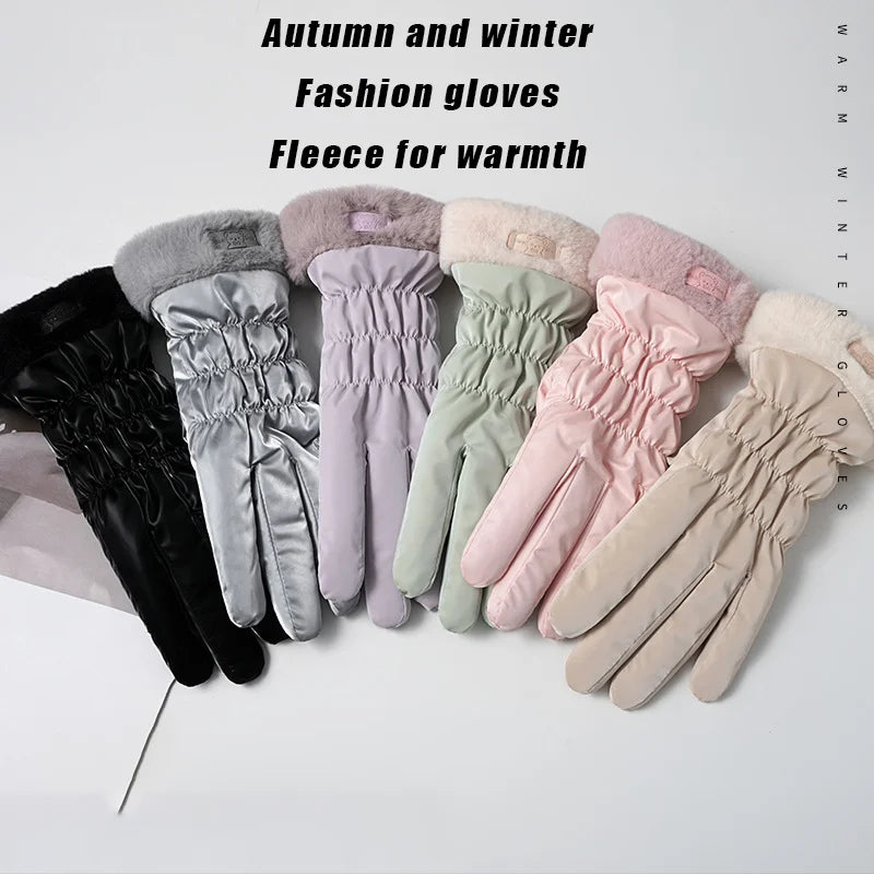 Women's Plush Full Finger Winter Skiing Gloves – Anti-Slip