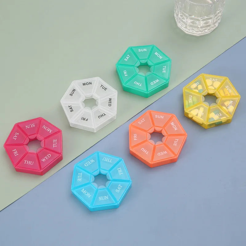 7-Day Weekly Pill Organizer | Portable Travel Tablet Dispenser