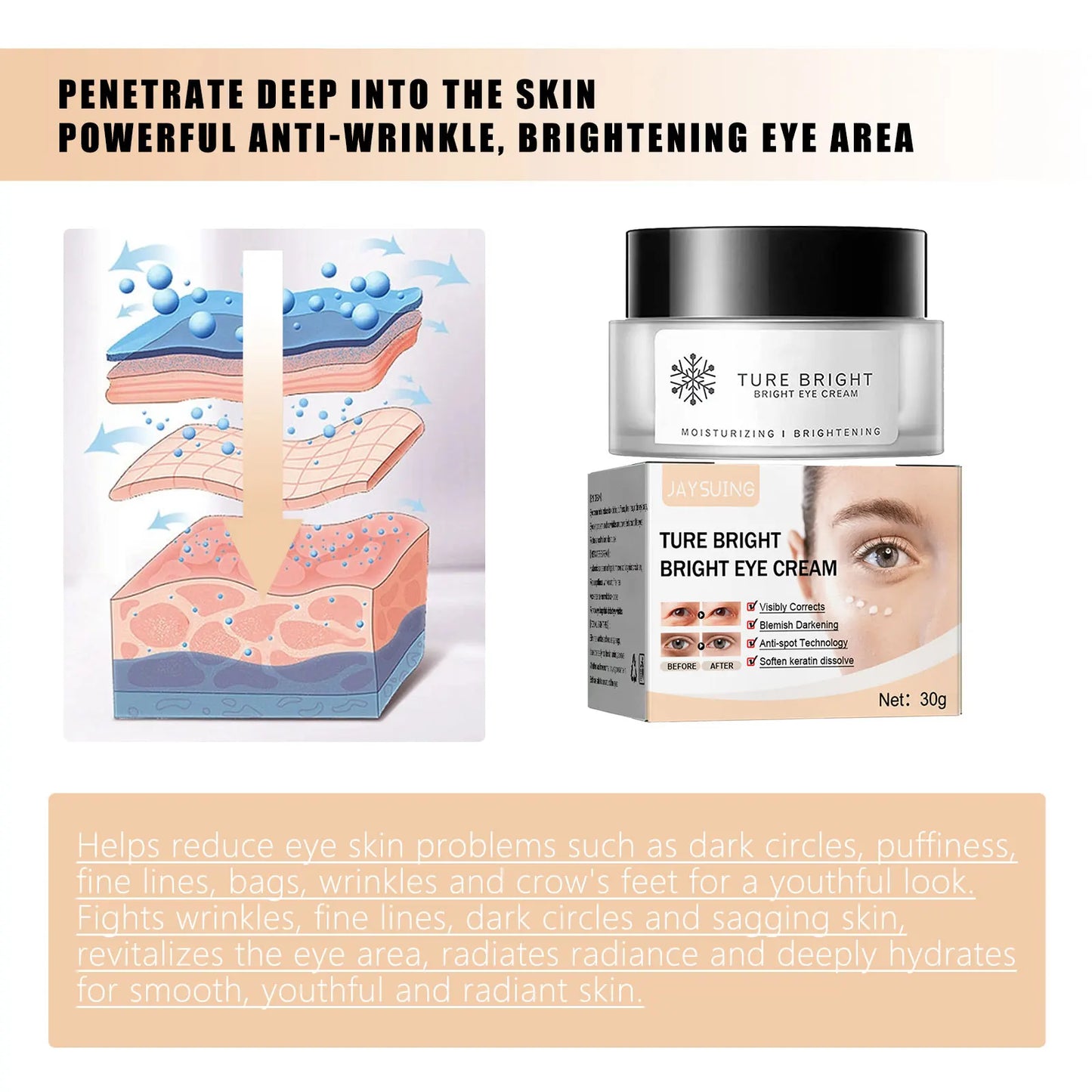 Jaysuing Dark Circle Eye Cream – De-Puff, Brighten & Firm