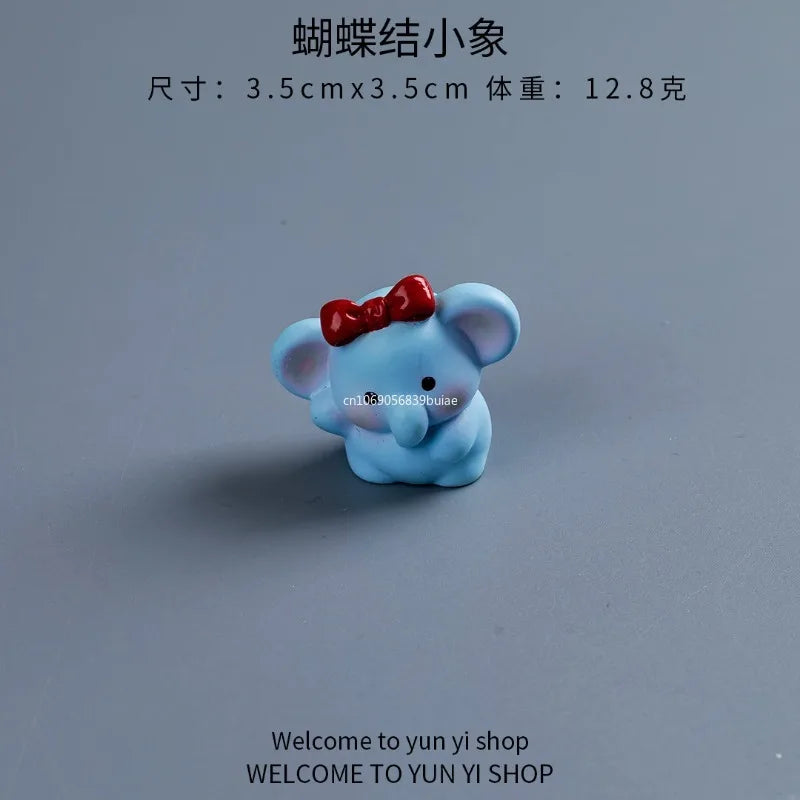 Cartoon Cute Blue Elephant Micro Landscape Desktop Decorative Ornaments Mini Elephant DIY Gadgets Decorative Figurines Decor Peaceful Pleasures Health and Wellness