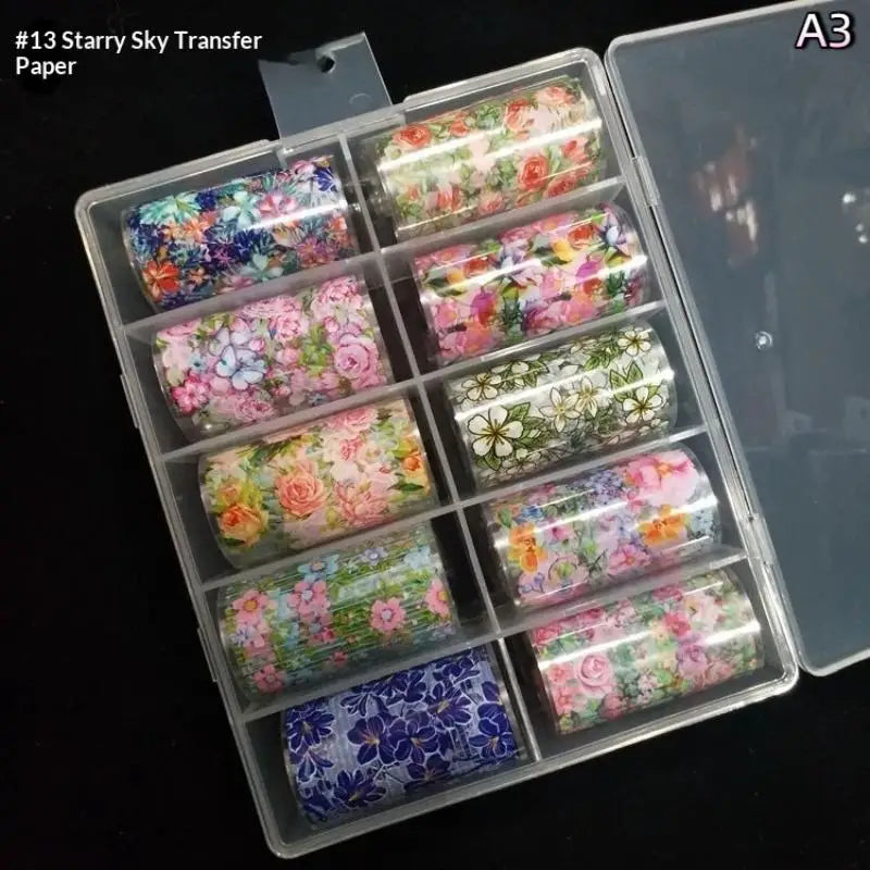 10 Rolls Flower Rose Nail Foils For Transfer Paper Floral Sliders Butterfly Nail Art Stickers Decal Nail Art Decorations Peaceful Pleasures Health and Wellness A3