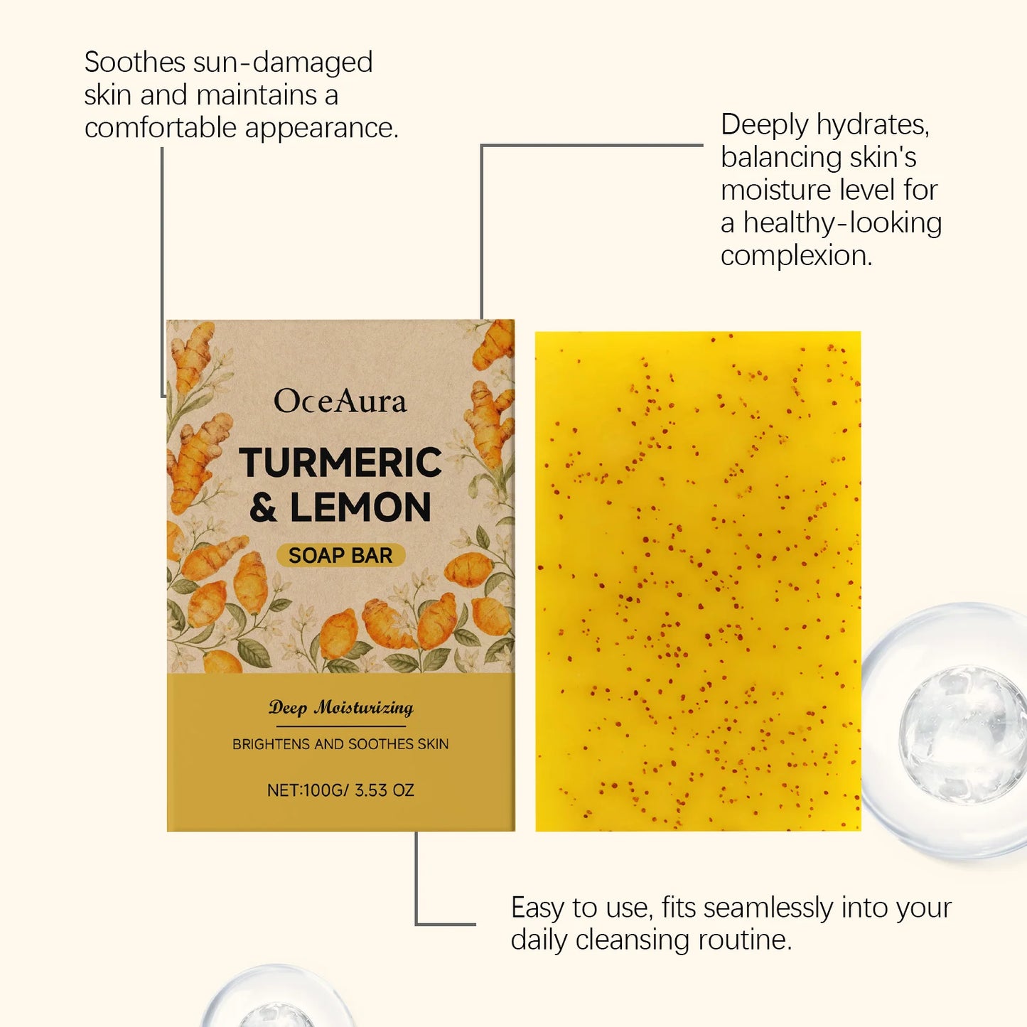 OceAura Turmeric Lemon Brightening Soap – Cleanse & Repair