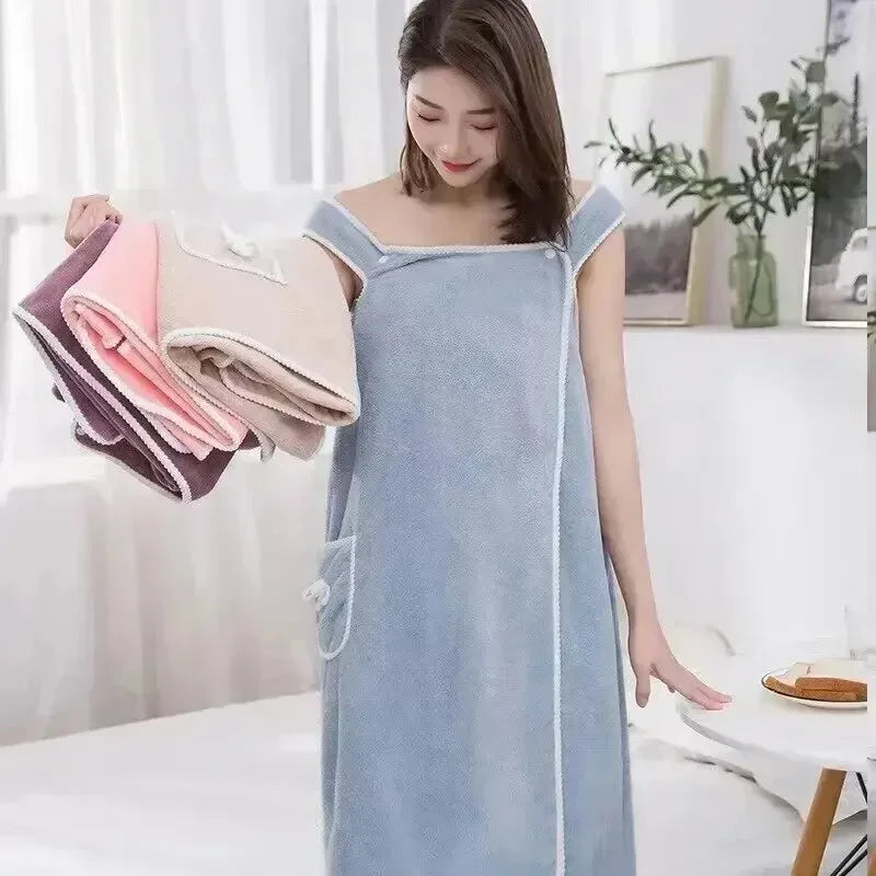 Women's Wearable Bath Towel Wrap | Fast-Dry Spa Bathrobe Wearable Bath Wrap Peaceful Pleasures Health and Wellness