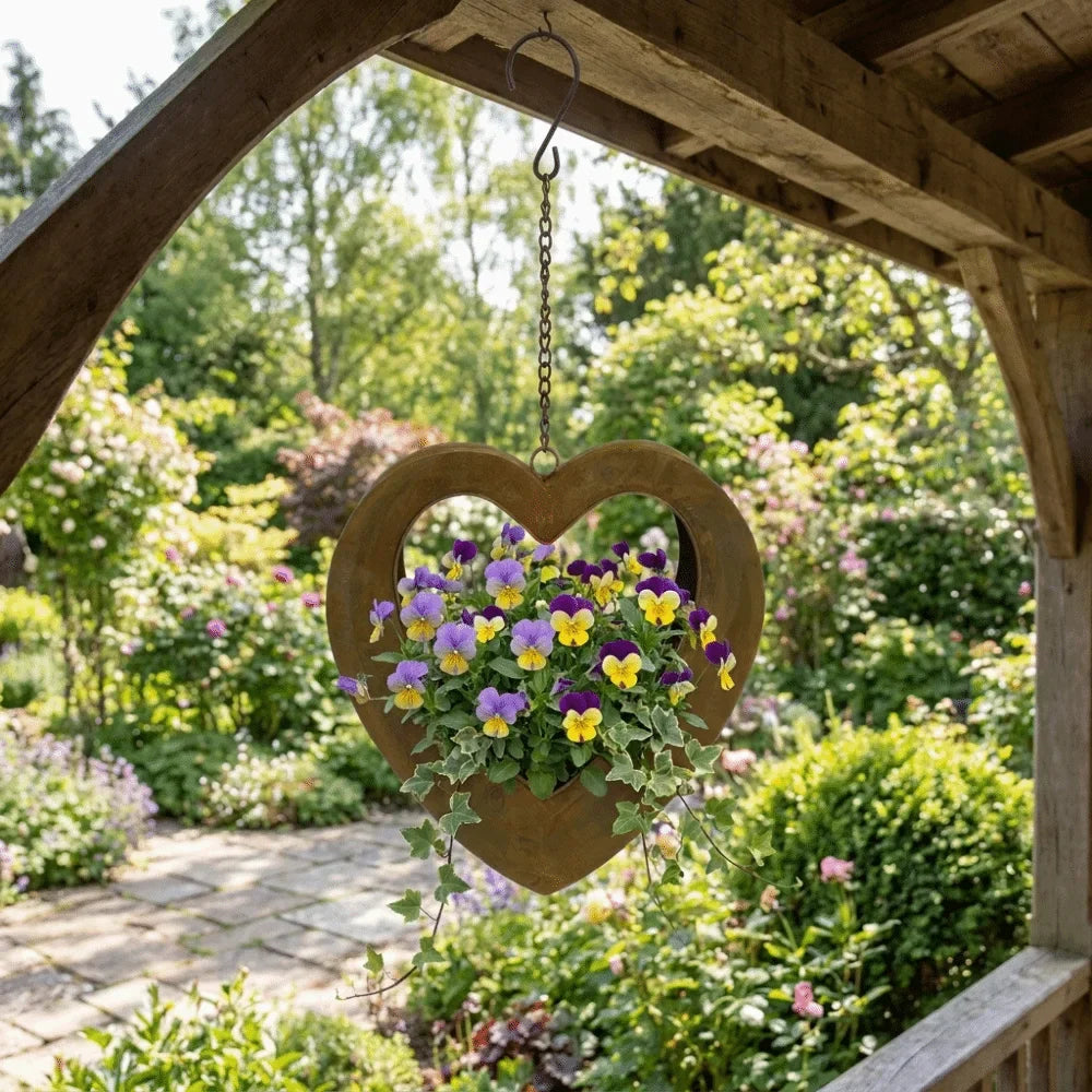 Heart Shape Iron Hanging Planter | Farmhouse Window Decor