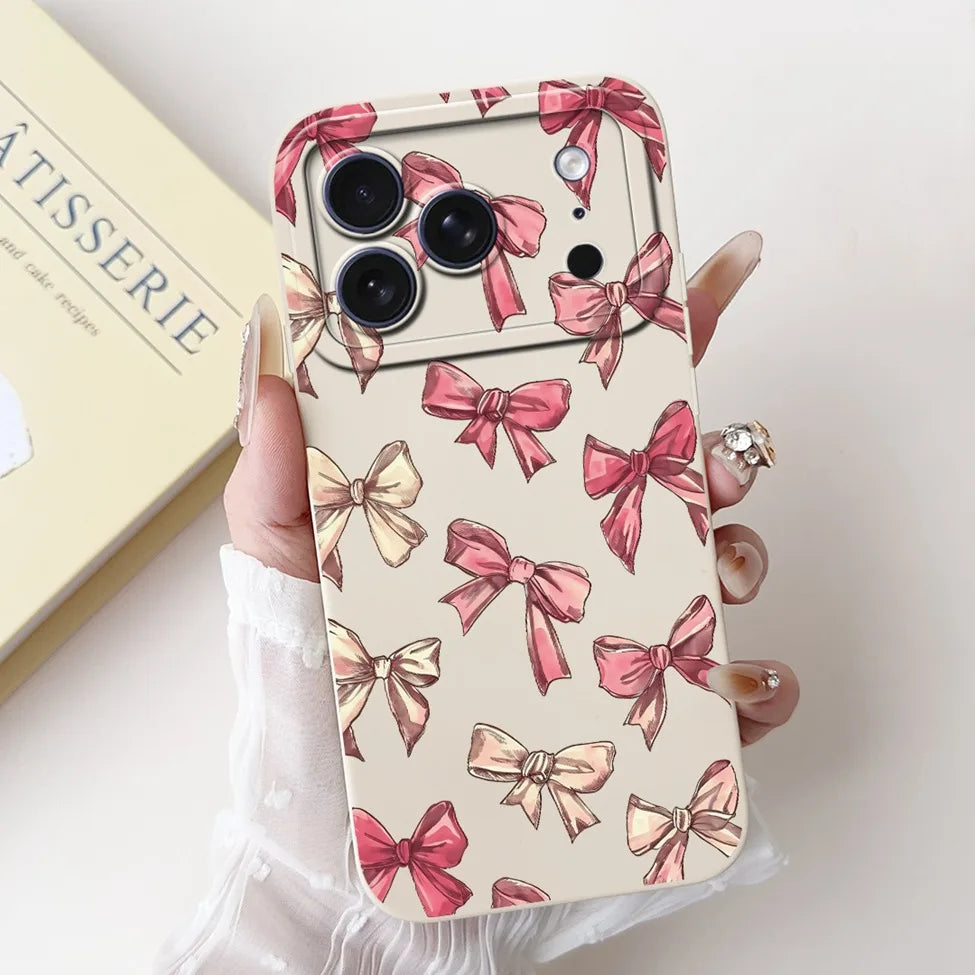 iPhone 17 Pro Silicone Case | Cute Kawaii Floral Painted Cover