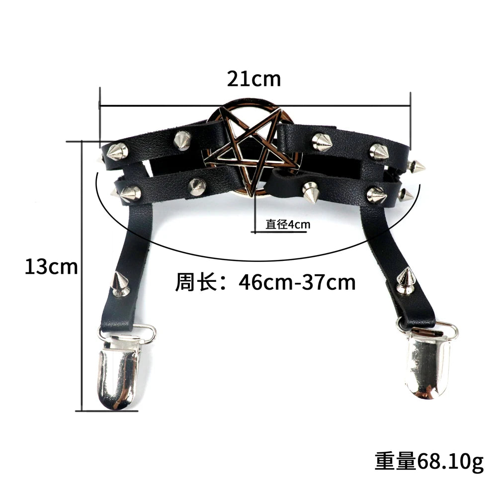 UYEE Leg Strap Garter Belt Pentagram Thigh Harness Women Girls Goth
