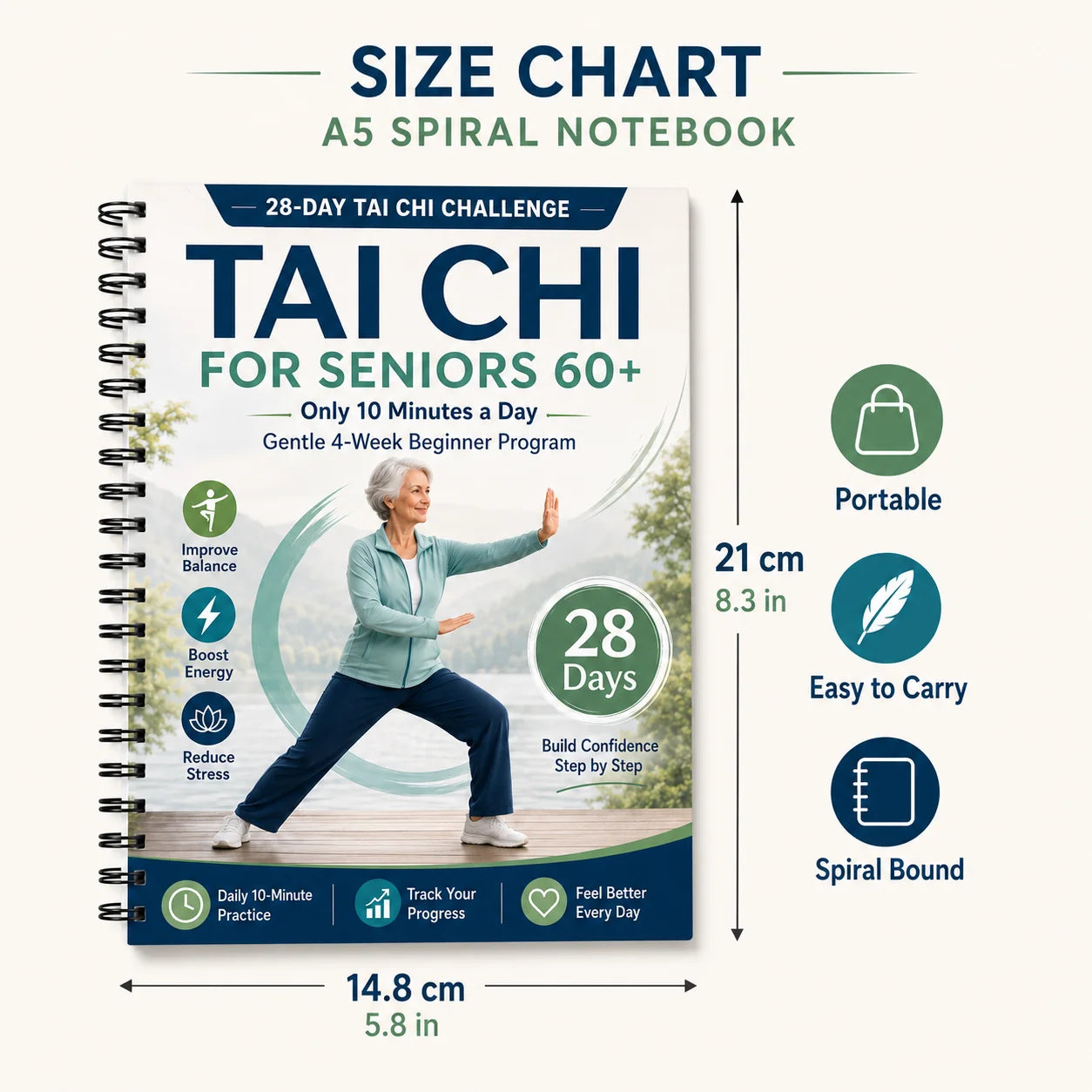 28-Day Tai Chi Seniors 60+ Gentle 10-Minute Daily Beginner Program