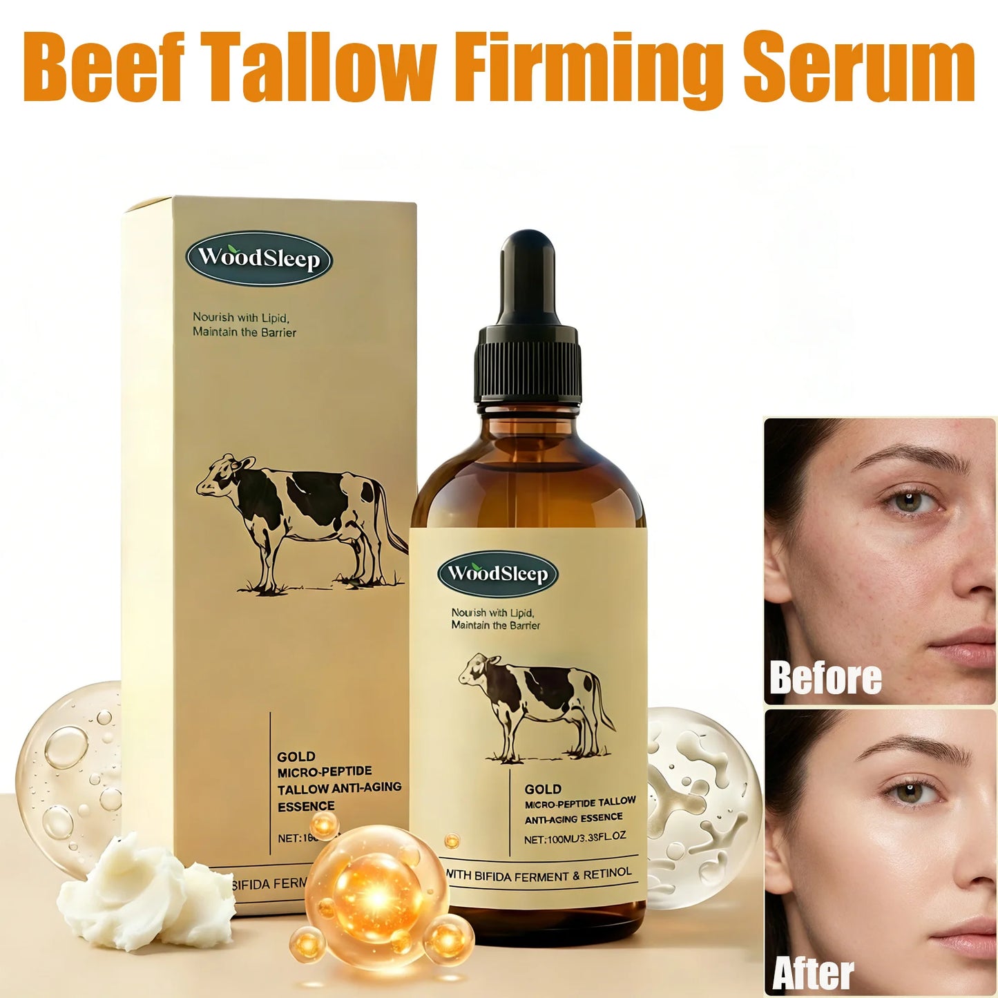 Beef Tallow Retinol Firming Serum – Anti-Aging & Brightening