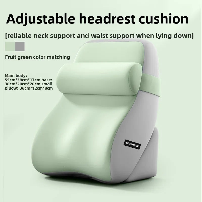 Reading Pillow for Sitting in Bed Ergonomic Wedge Back Pillow XL Side Pockets Removable Cover Working Nursing Lightweight Peaceful Pleasures Health and Wellness Green