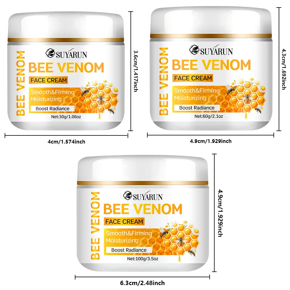 SUYARUN Bee Venom Cream with Sunflower Oil, Chamomile & Aloe - Anti-Aging Hydrating Soothing Moisturizer for All Skin Types. Peaceful Pleasures Health and Wellness