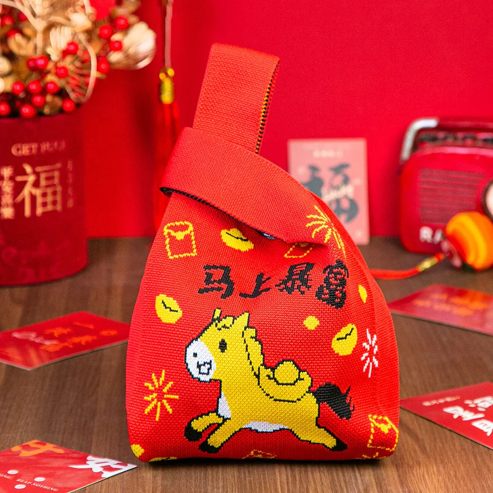 Year of the Horse Knitted Tote Bag | Reusable Gift Bag 2026