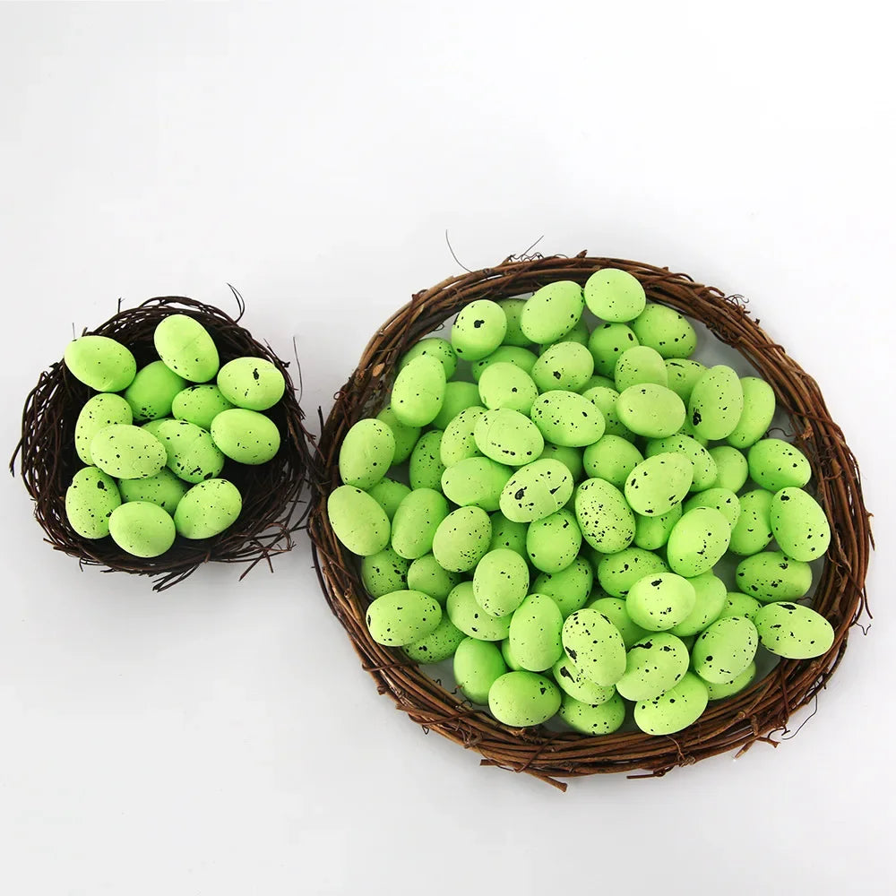 100Pcs Easter Eggs, You Can Make Your Own Mottled Foam Eggs and Egg Wreaths To Decorate The Easter Party 2025 Home Accessories Peaceful Pleasures Health and Wellness 1.8cm green