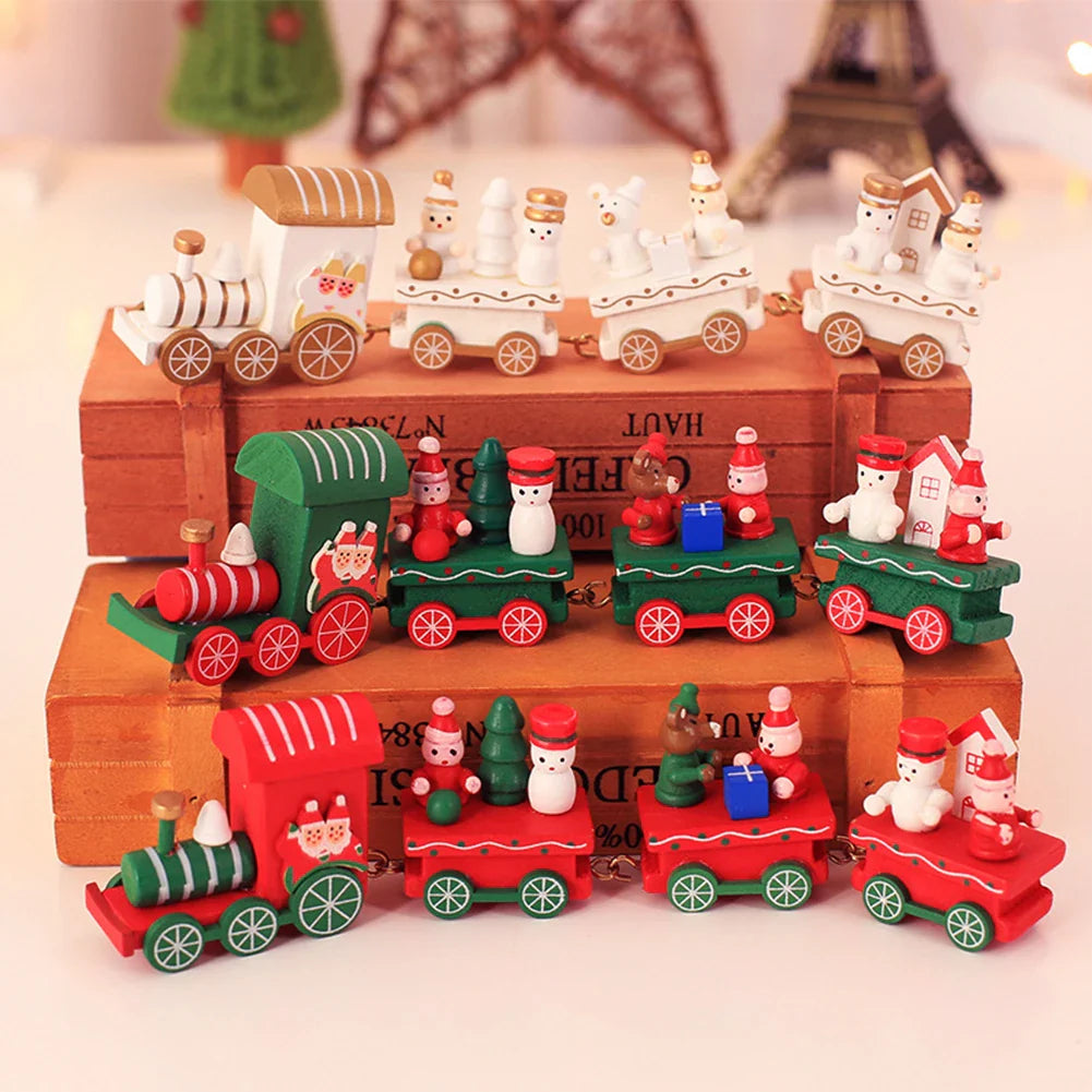 Mini Wooden Christmas Train Decoration – Festive Holiday Decor