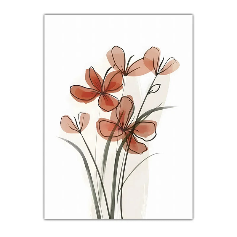 Botanical Flower Canvas Wall Art | Nordic Minimalist Print Canvas Wall Art Peaceful Pleasures Health and Wellness 02 50x70cm NoFrame China Mainland